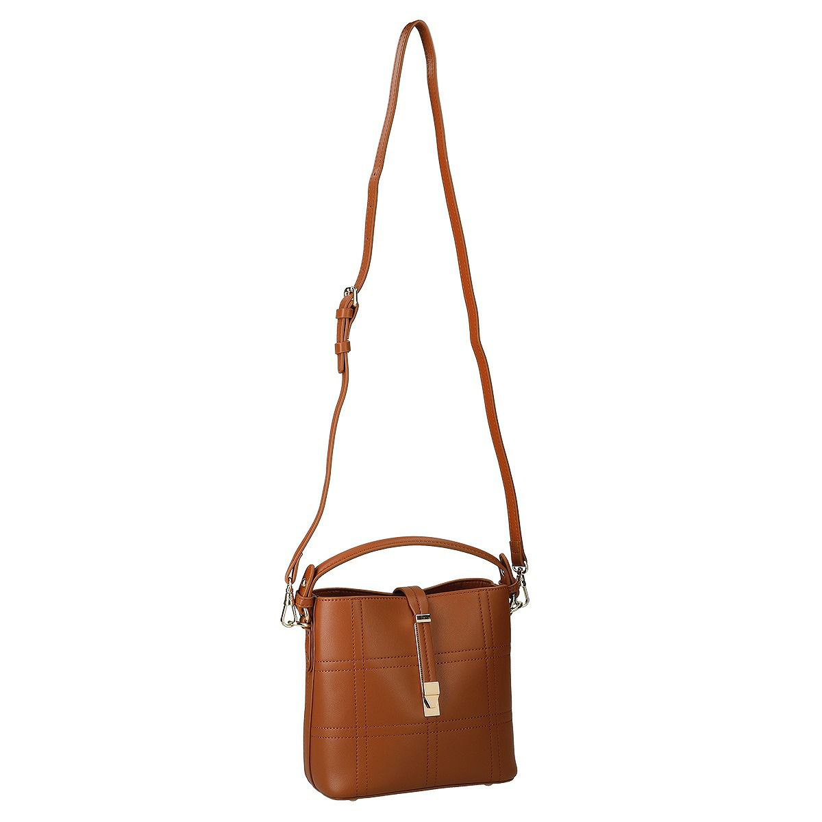 チェック柄2wayレザーハンドバッグ