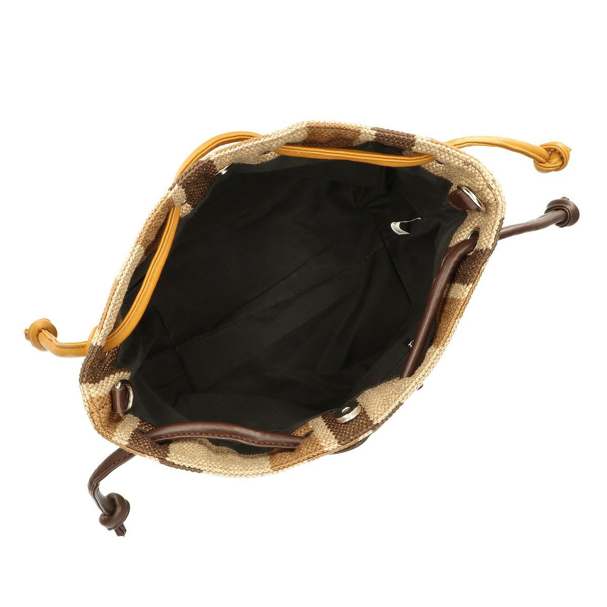 ポリエステルストライプ柄バケツ型トートバッグ