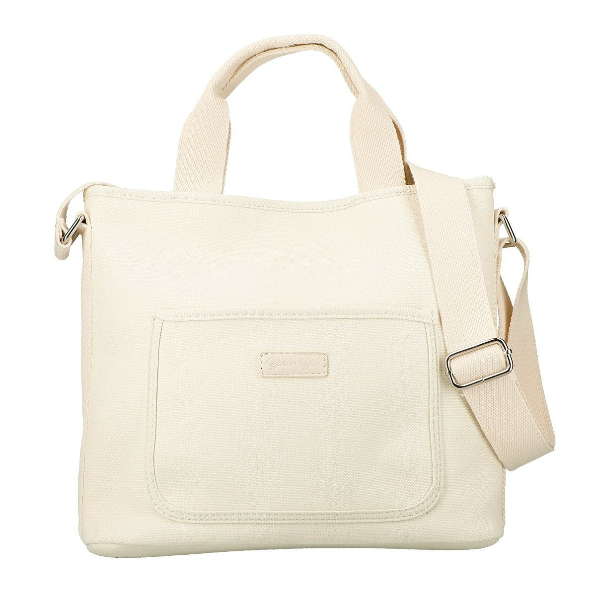 キャンバス2wayフロントポケット付きトートバッグ