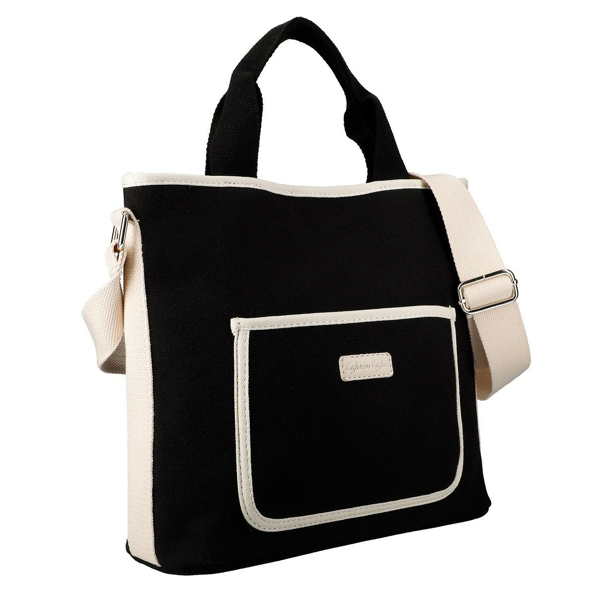 キャンバス2wayフロントポケット付きトートバッグ