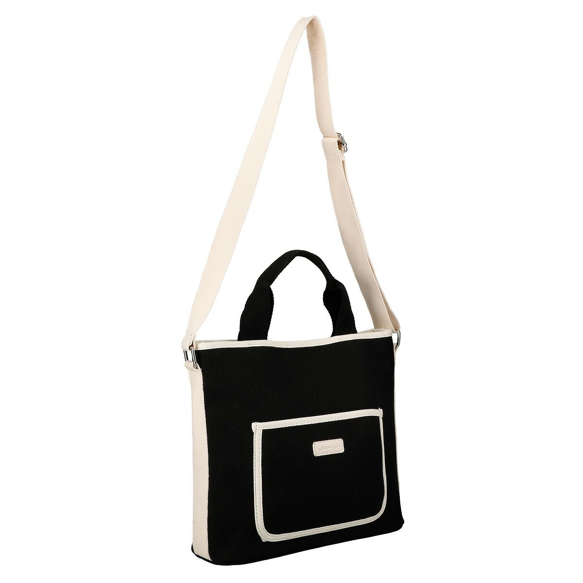 キャンバス2wayフロントポケット付きトートバッグ