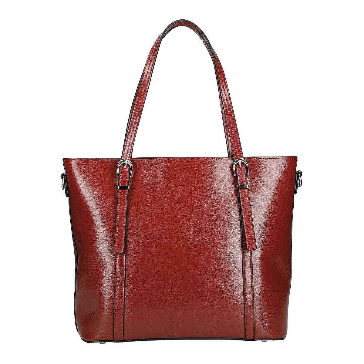 2wayレザーメタルログ付きトートバッグ