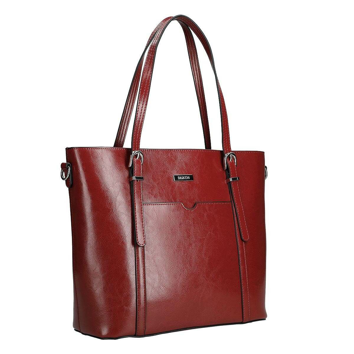 2wayレザーメタルログ付きトートバッグ