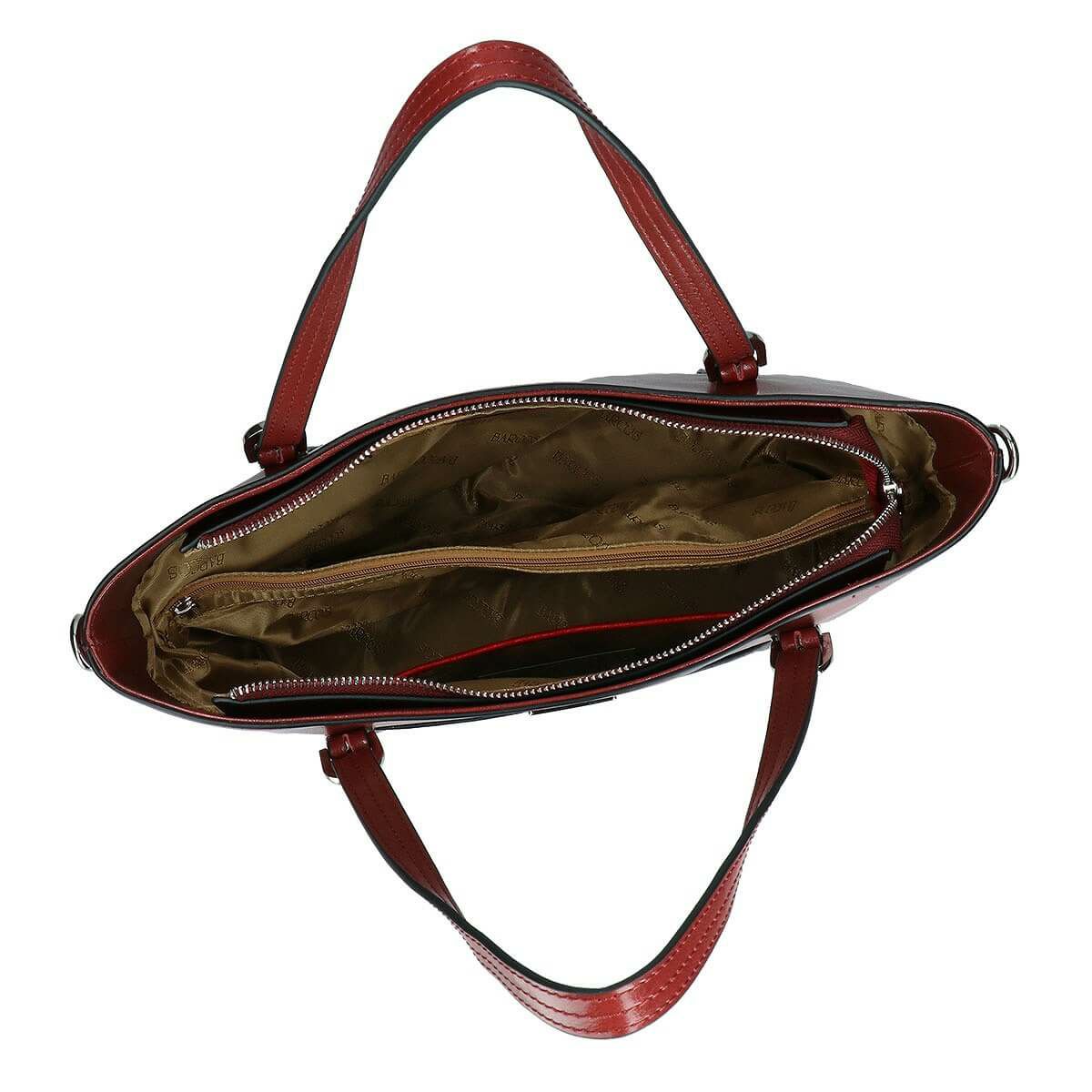 2wayレザーメタルログ付きトートバッグ