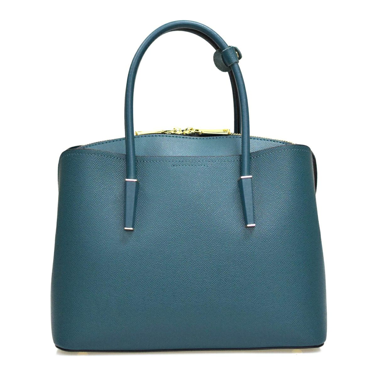 レザー 3コンパートメント丸ハンドルレディースハンドバッグ