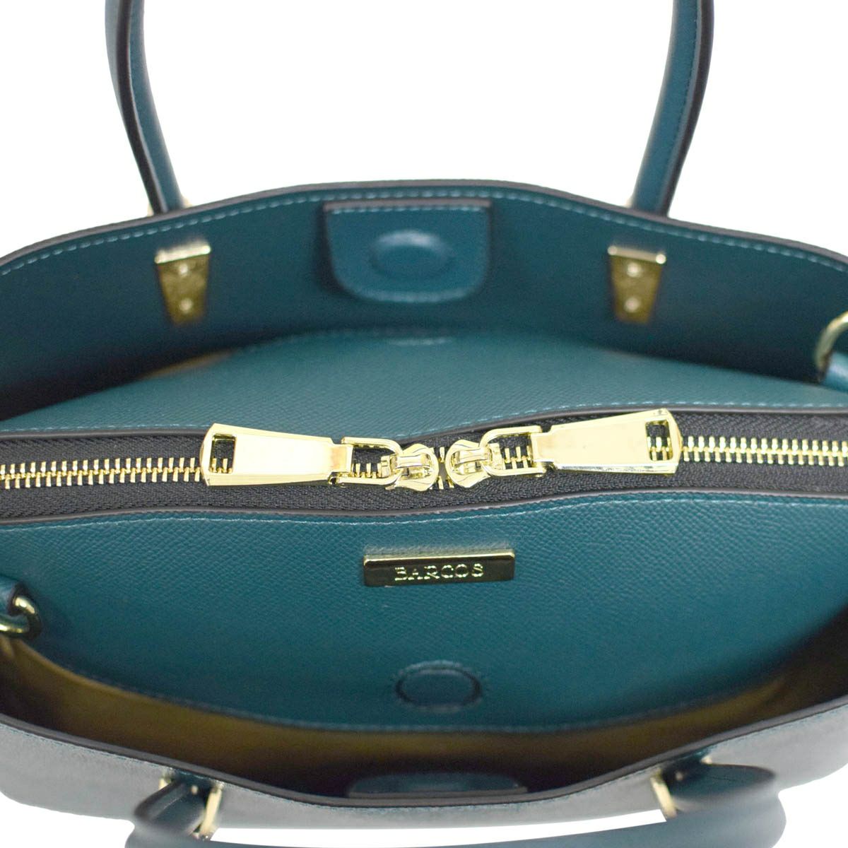 レザー 3コンパートメント丸ハンドルレディースハンドバッグ