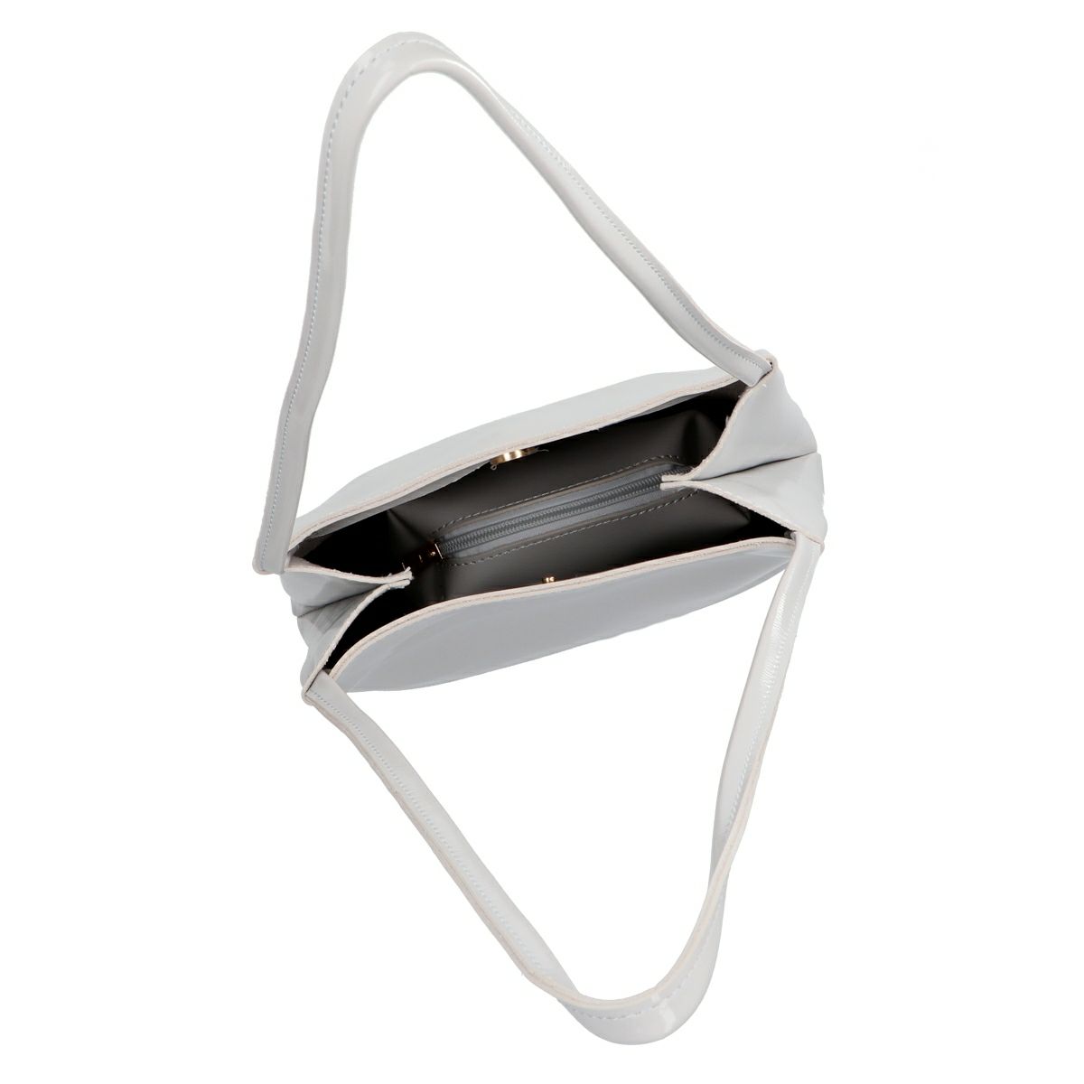 PUエナメルポーチ付きトートバッグ