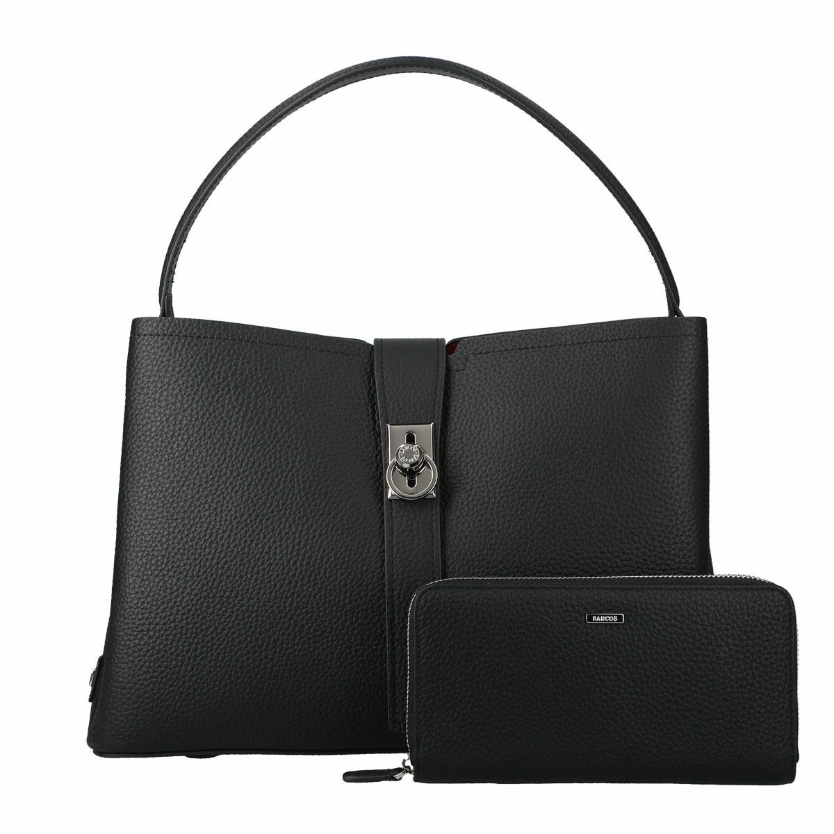 【セット商品】シュリンクレザー ショルダーバッグ & 背面ポケット付きロングウォレット