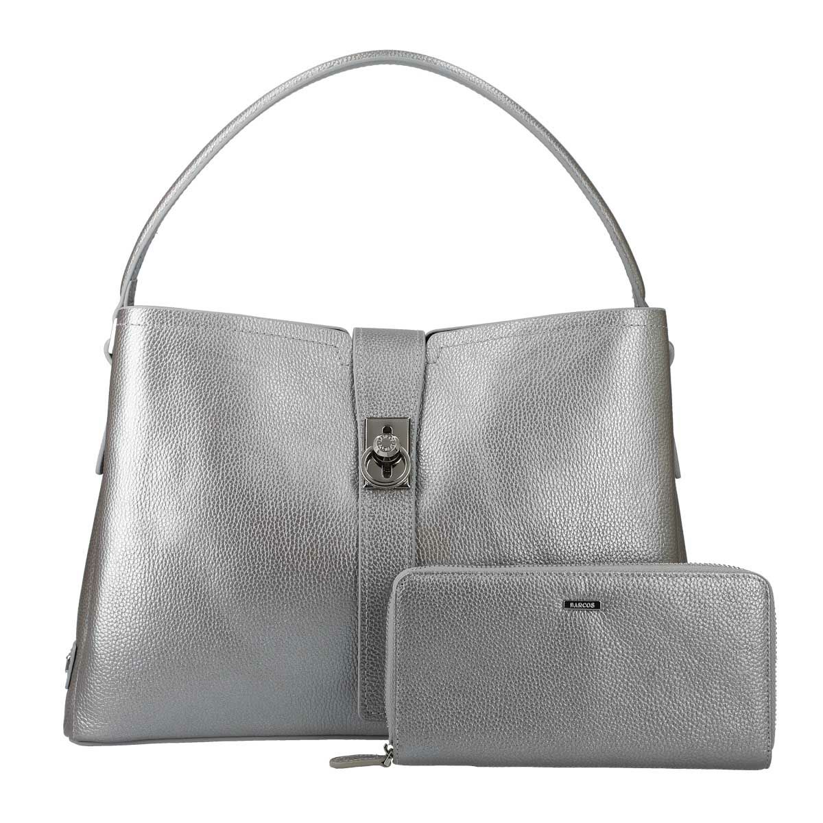 【セット商品】シュリンクレザー ショルダーバッグ & 背面ポケット付きロングウォレット