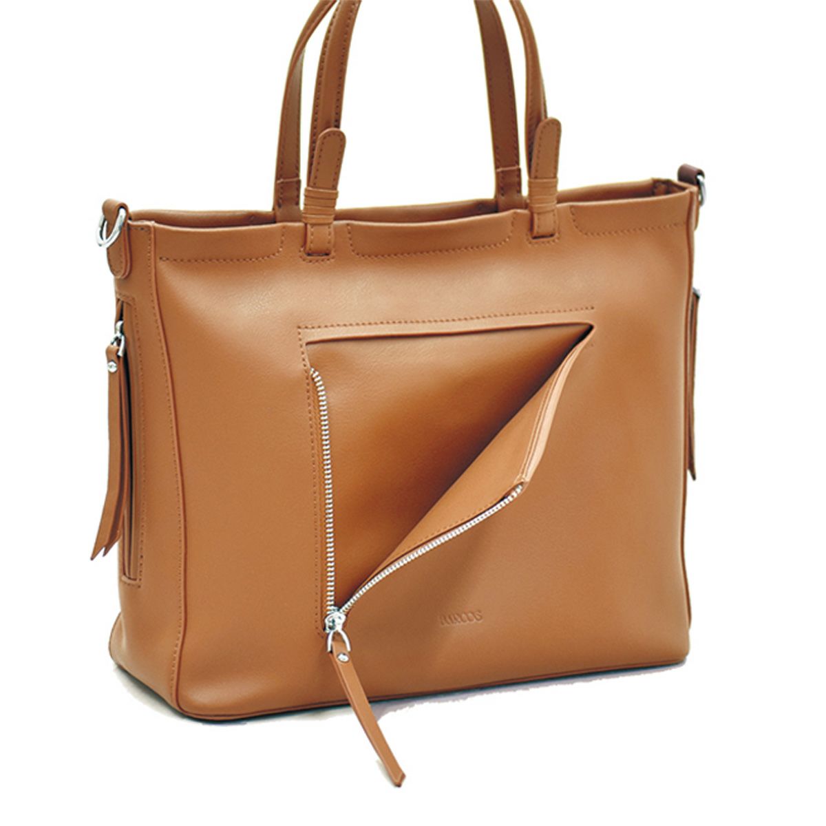 本革レザー2wayファスナーデザインハンドバッグ