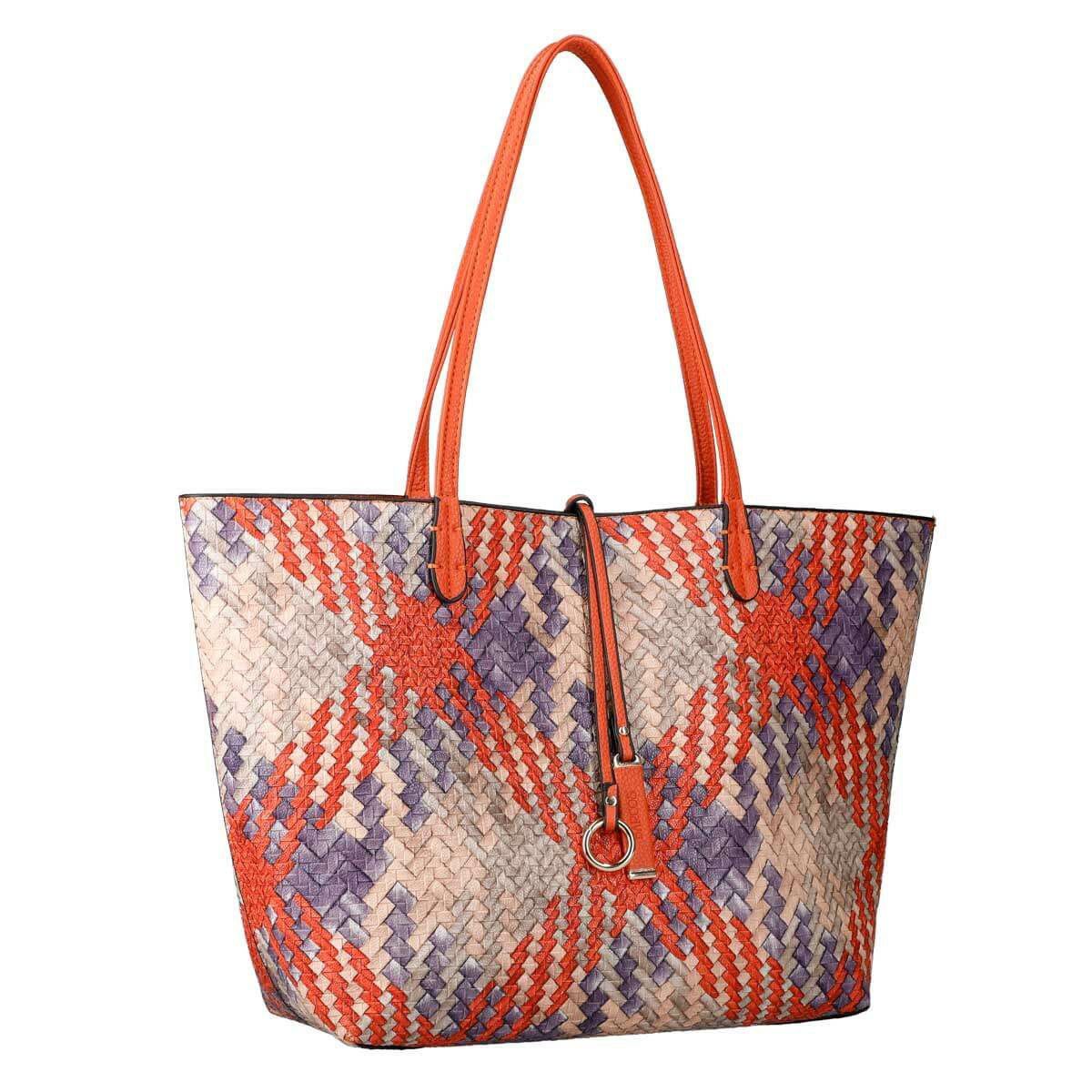 編み込み風プリントトートバック