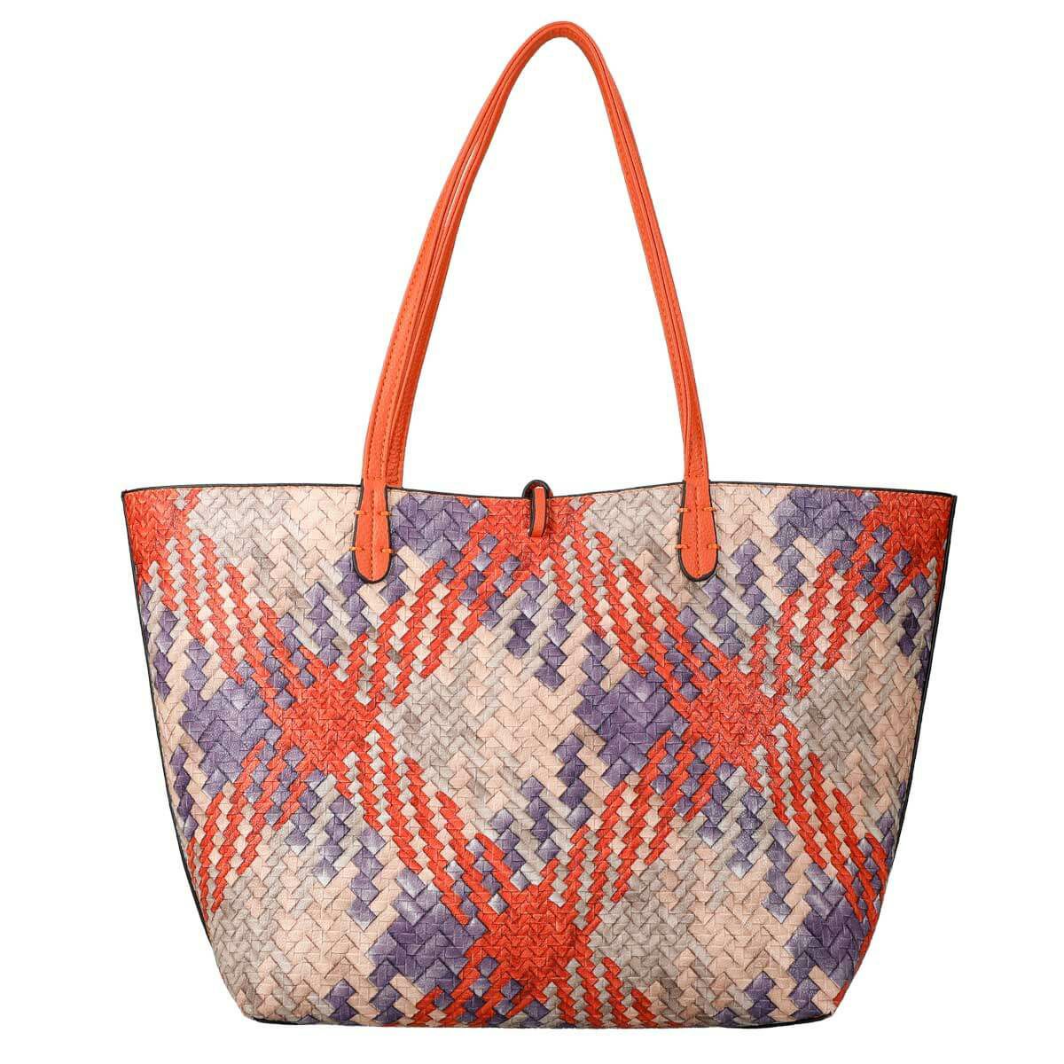 編み込み風プリントトートバック