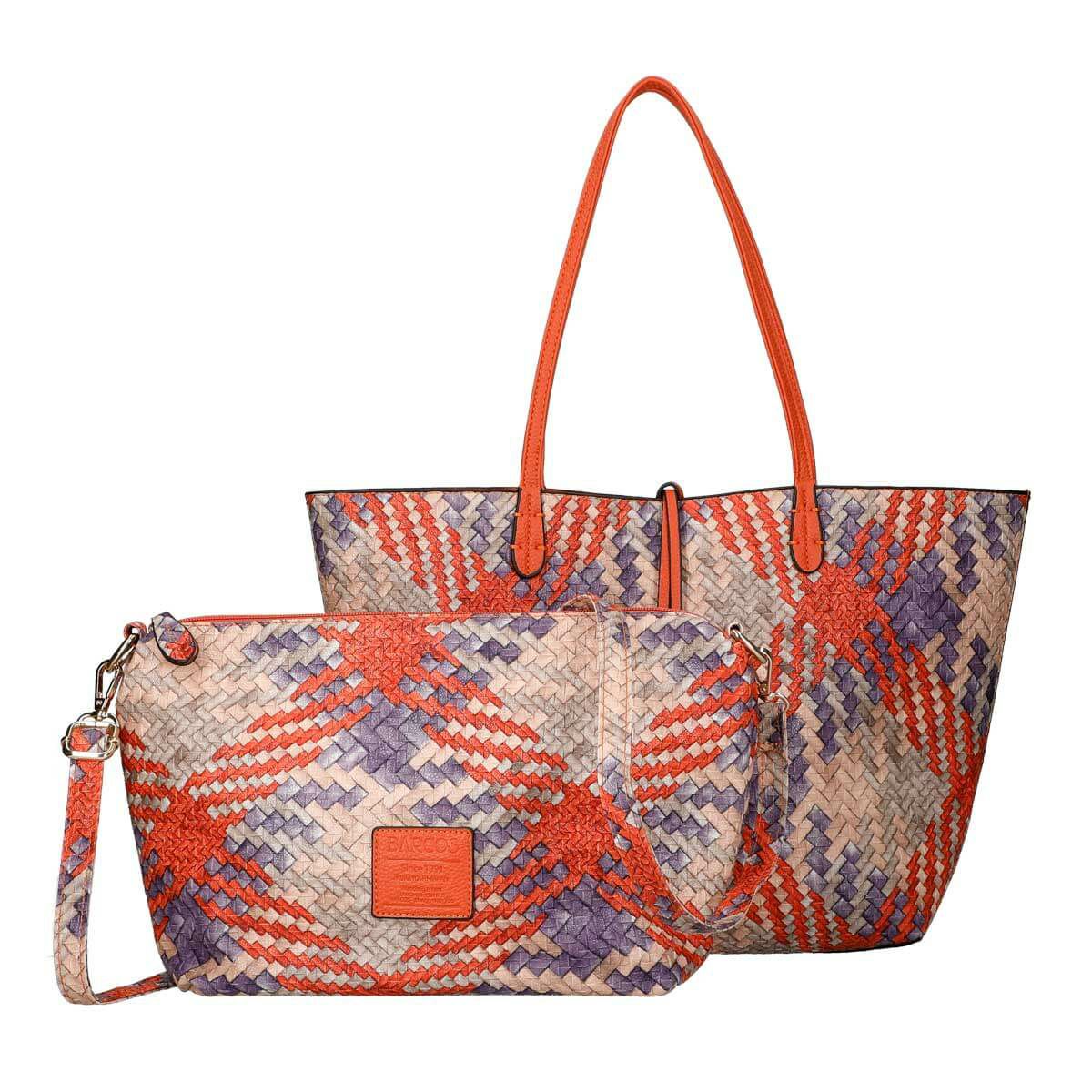 編み込み風プリントトートバック