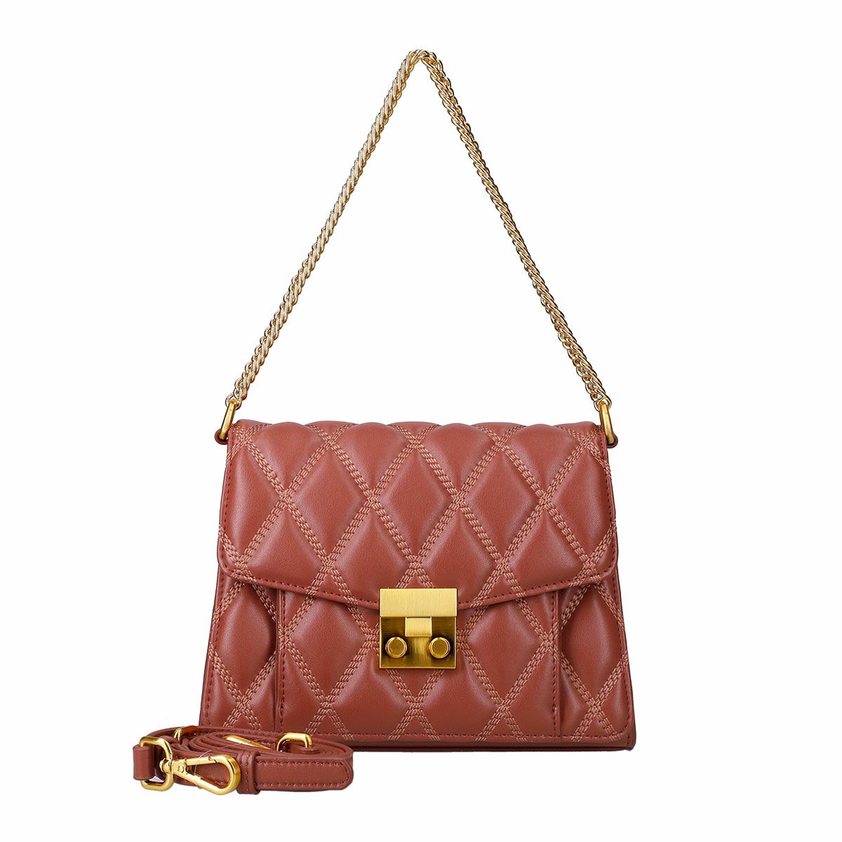 本革キルティングレザーハンドバッグ