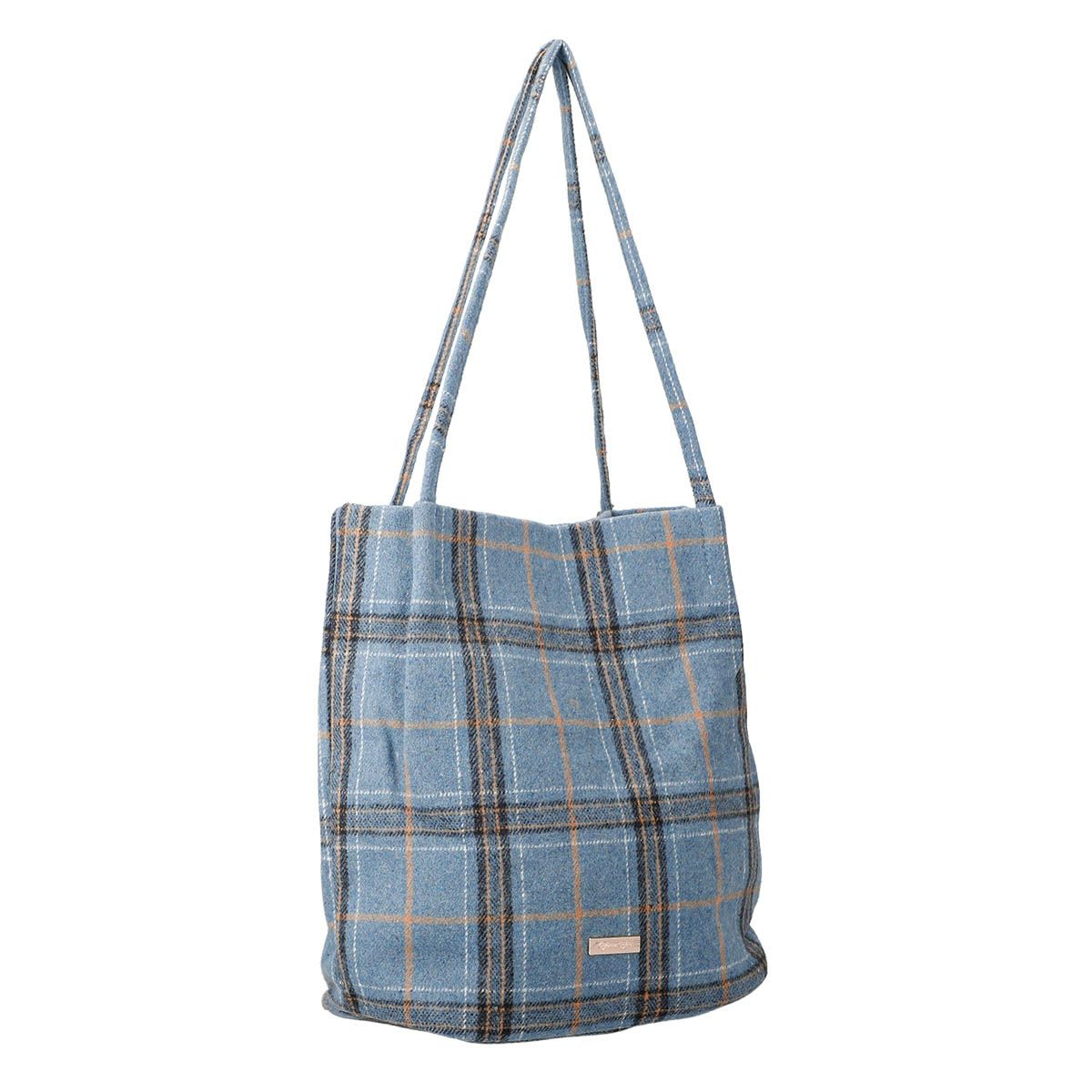 メタルロゴ付きチャック柄トートバッグ