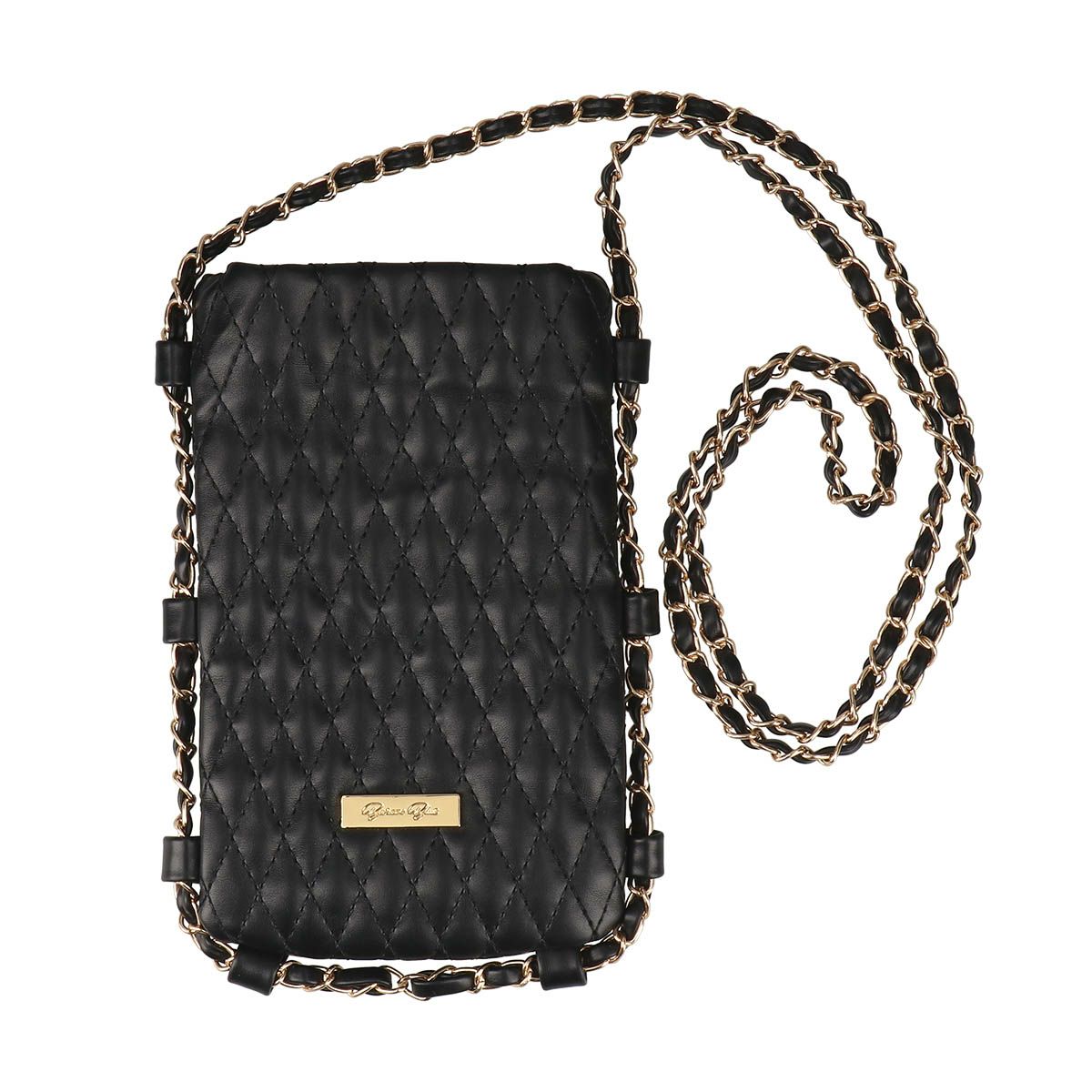 メタルロゴ付きキルティングショルダーポシェット