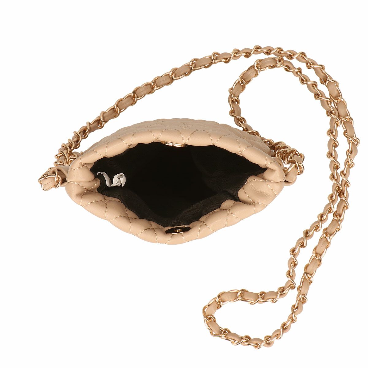 メタルロゴ付きキルティングショルダーポシェット