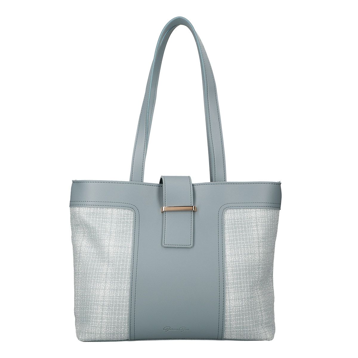 フロント金具付き異素材組み合わせトートバッグ