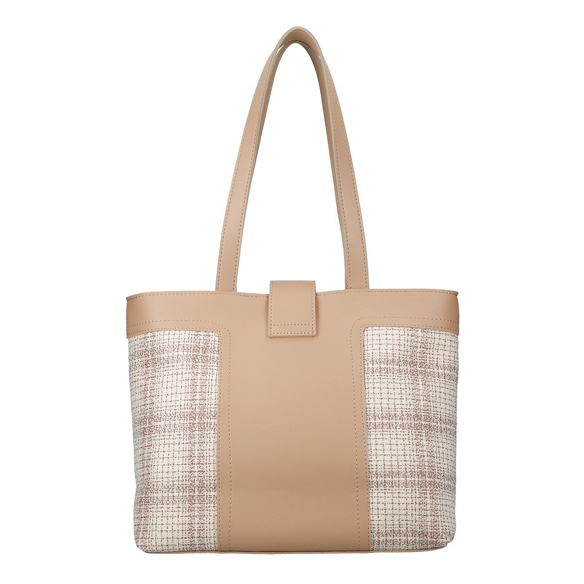 フロント金具付き異素材組み合わせトートバッグ