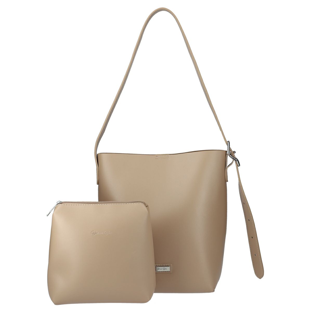 バックルデザインミニポーチ付きショルダーバッグ