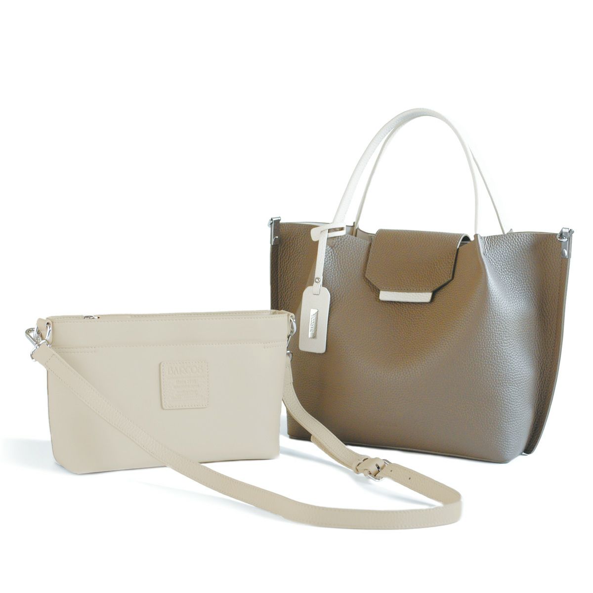 シュリンクレザーバイカラーハンドバッグ＜シャーロット＞