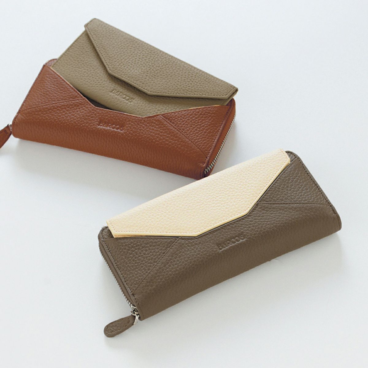 シュリンクレザーバイカラーロングウォレット＜ベロニカ＞