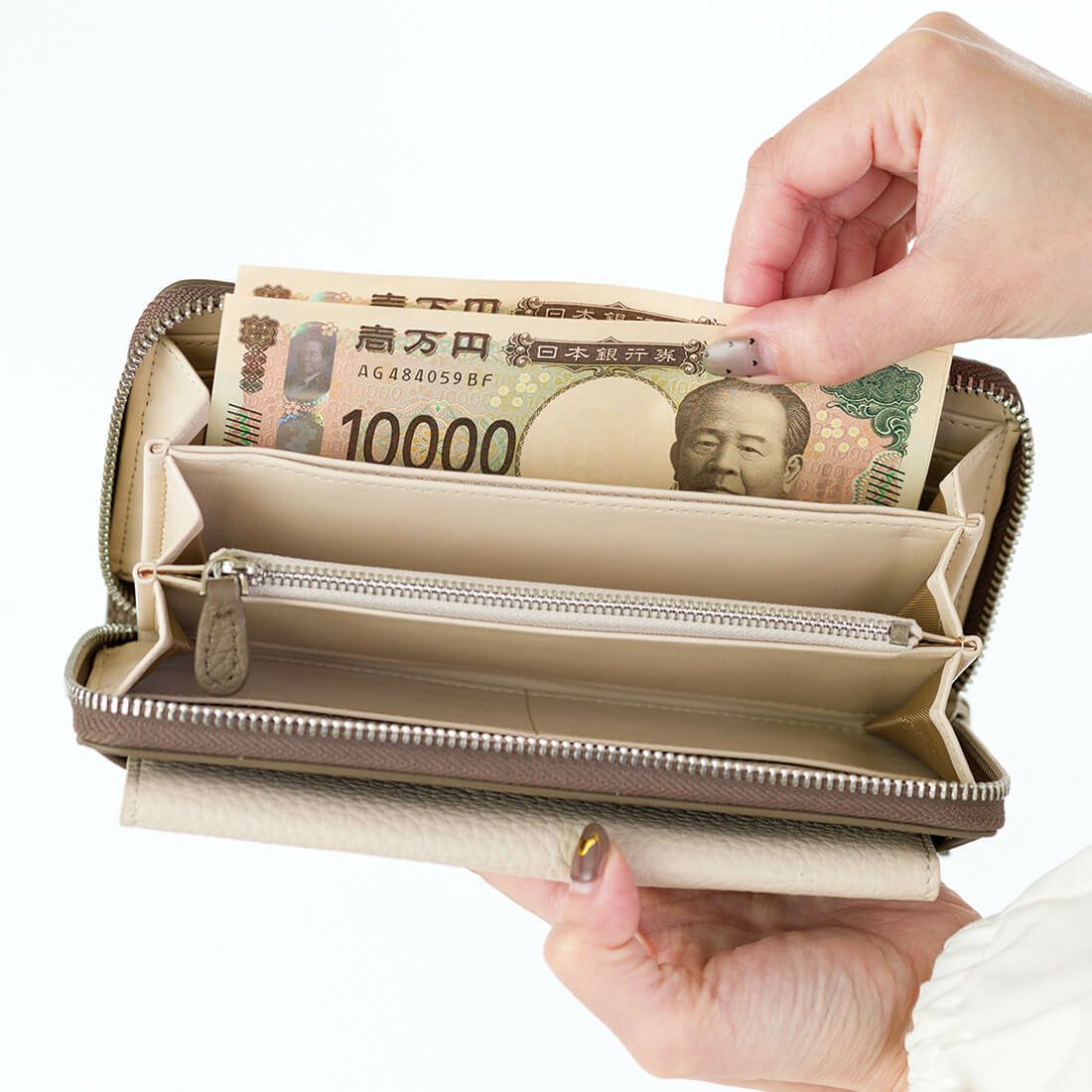 シュリンクレザーバイカラーロングウォレット＜ベロニカ＞