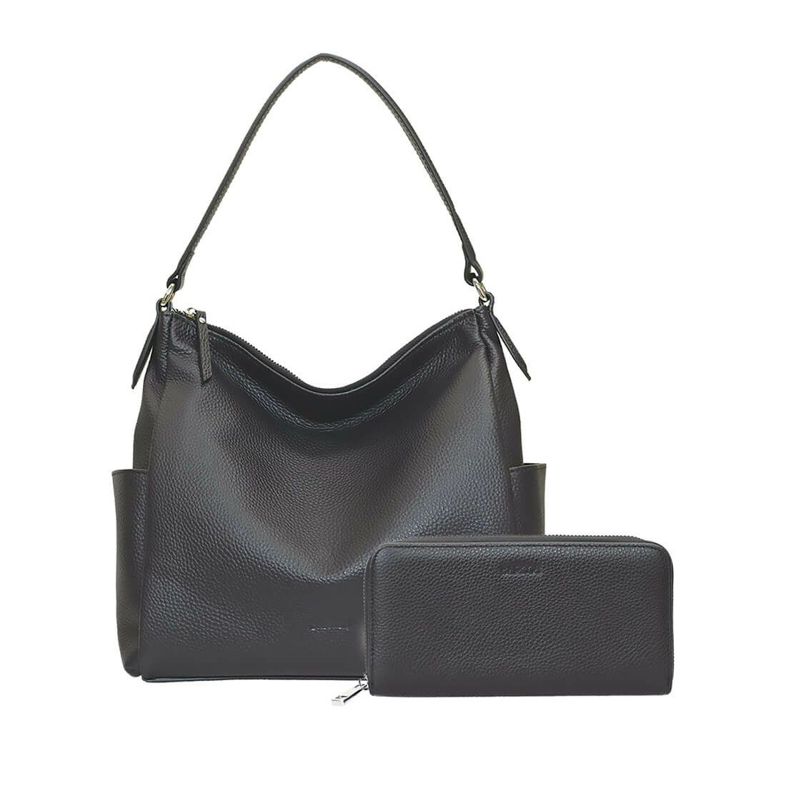 【セット商品】シュリンクレザーショルダーバッグ＆財布＜カジュアルセット＞