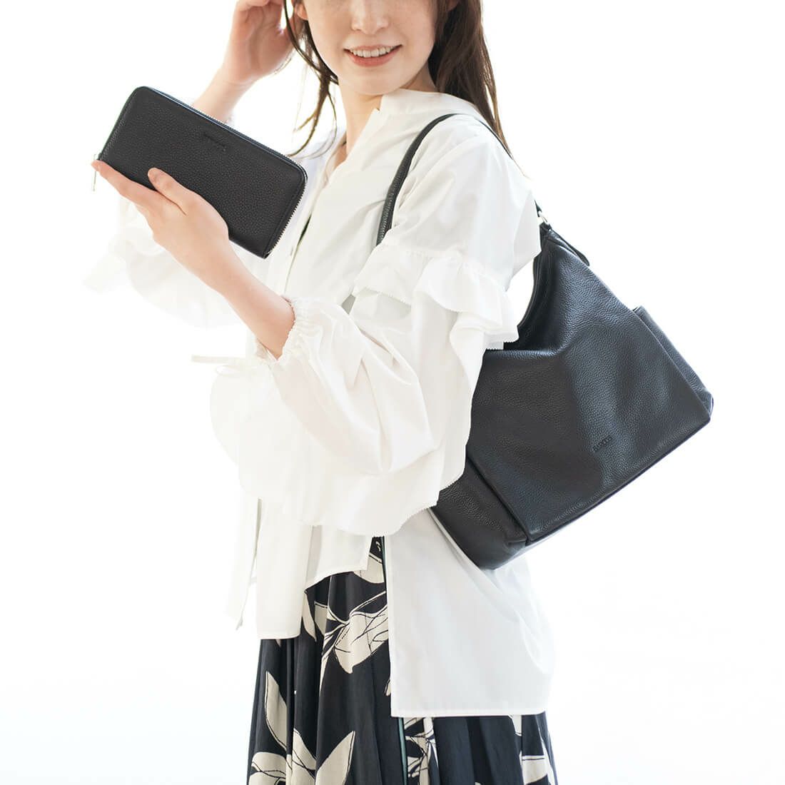 セット商品】シュリンクレザーショルダーバッグ＆財布＜カジュアル