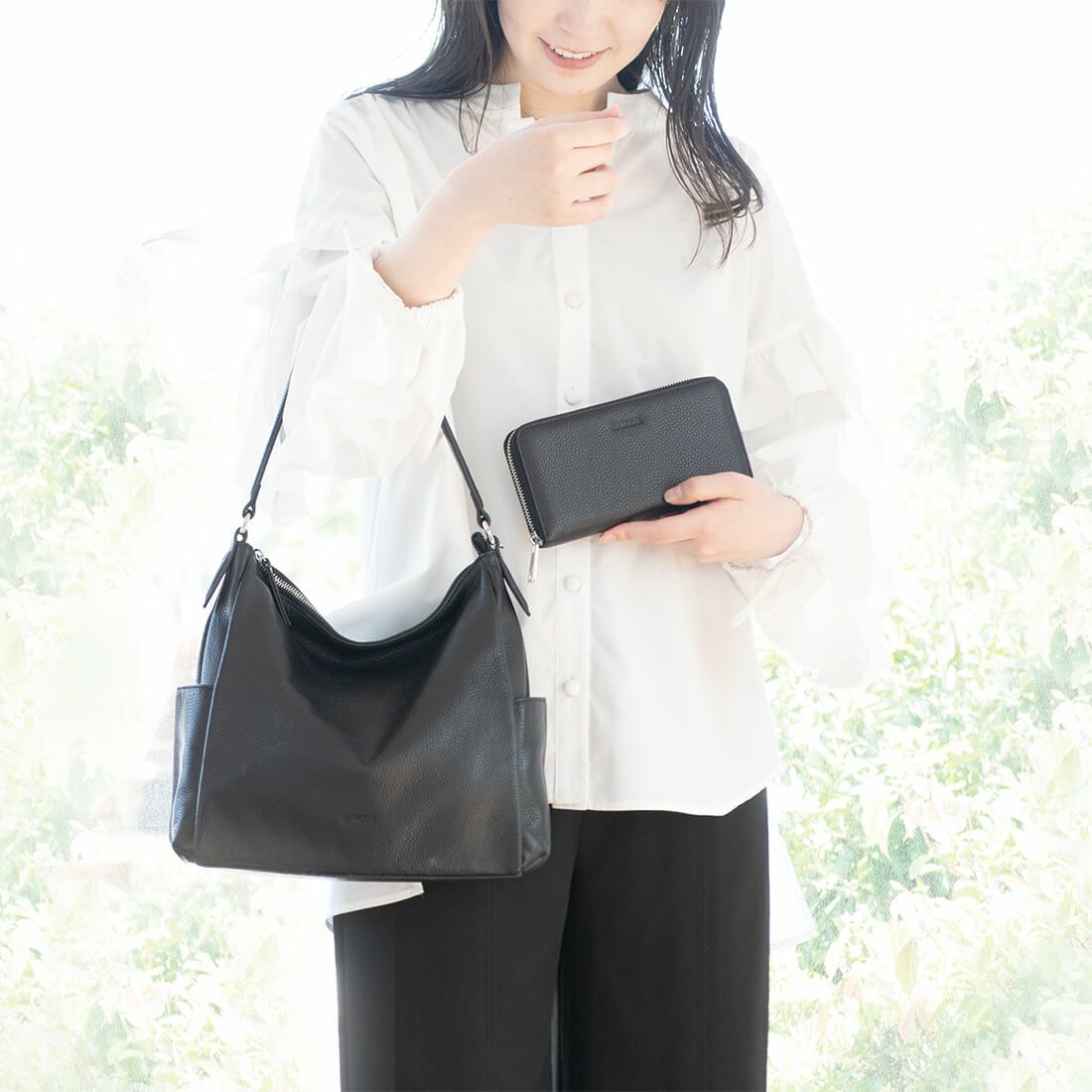 【セット商品】シュリンクレザーショルダーバッグ＆財布＜カジュアルセット＞