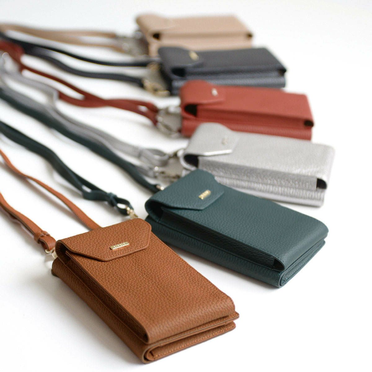 シュリンクレザースマホポシェット＜マーシ＞