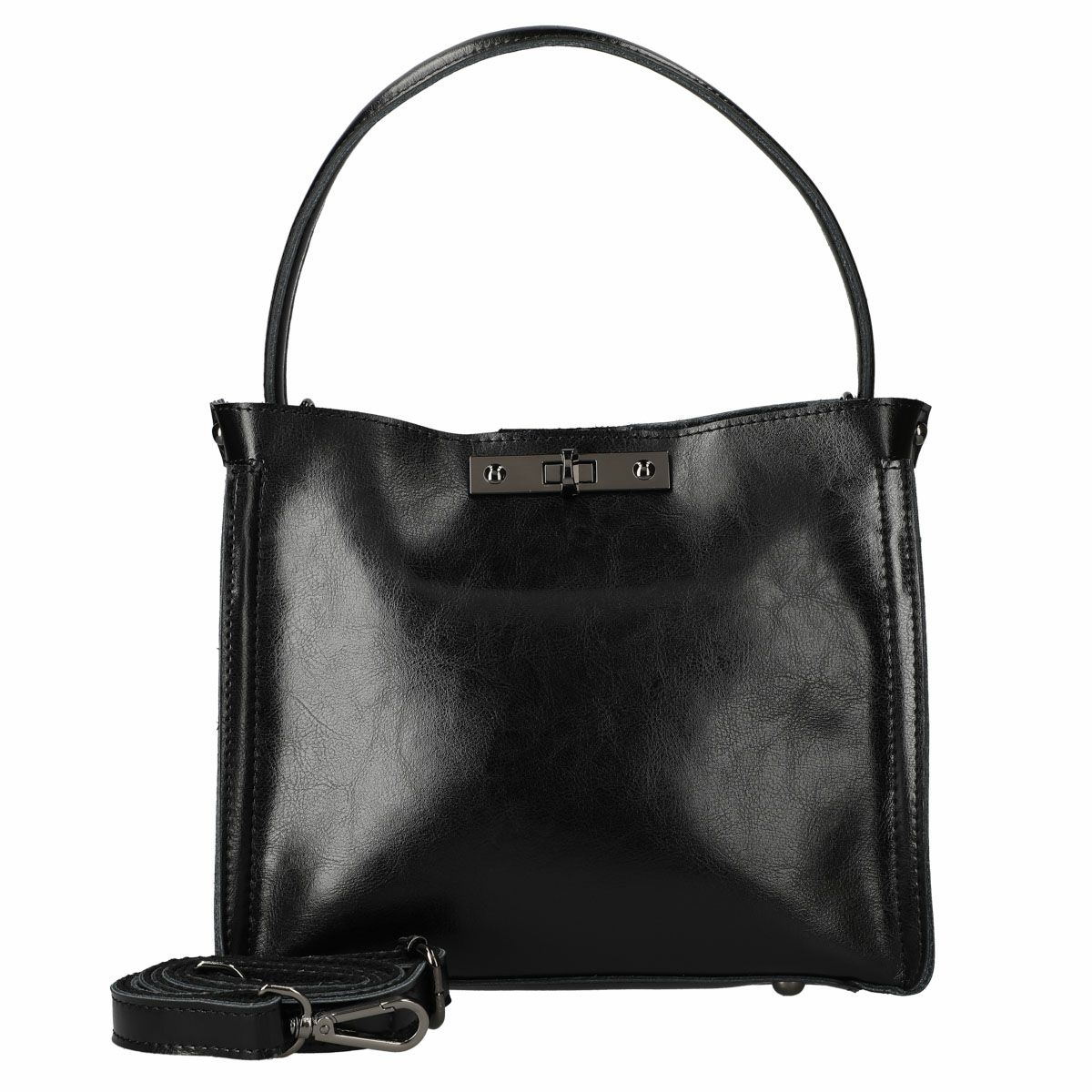 2wayレザースクエア型ワンハンドルバッグ