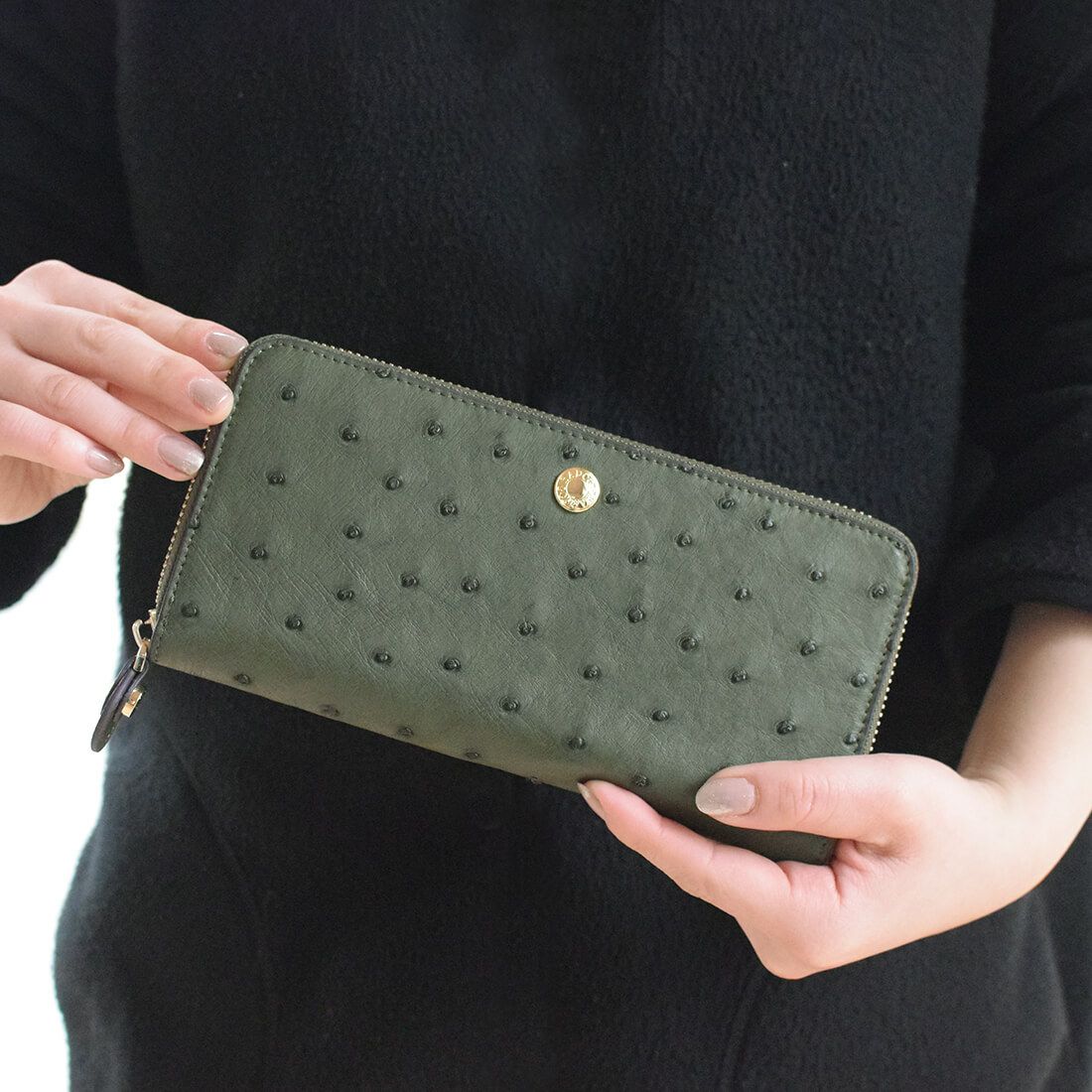 GLウォレット オーストリッチレザーラウンド型財布＜リッコR＞