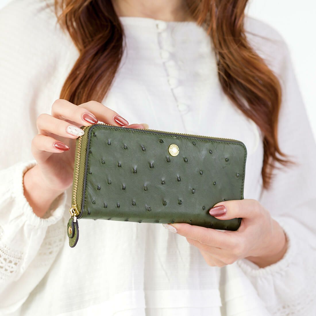 GLウォレット オーストリッチレザーラウンド型財布＜リッコR＞