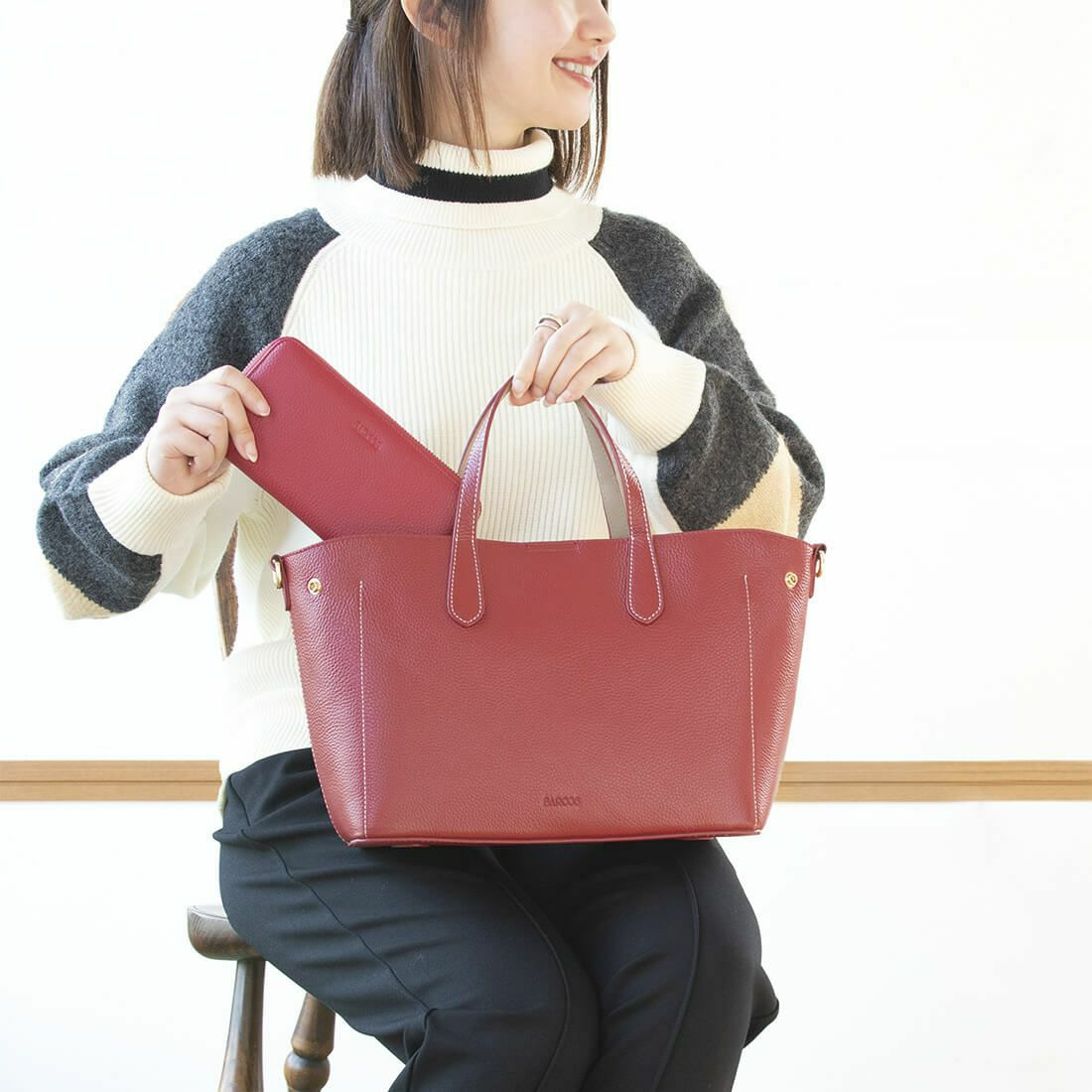 【セット商品】シュリンクレザーハンドバッグ＆財布＜ユニバーサルセット＞