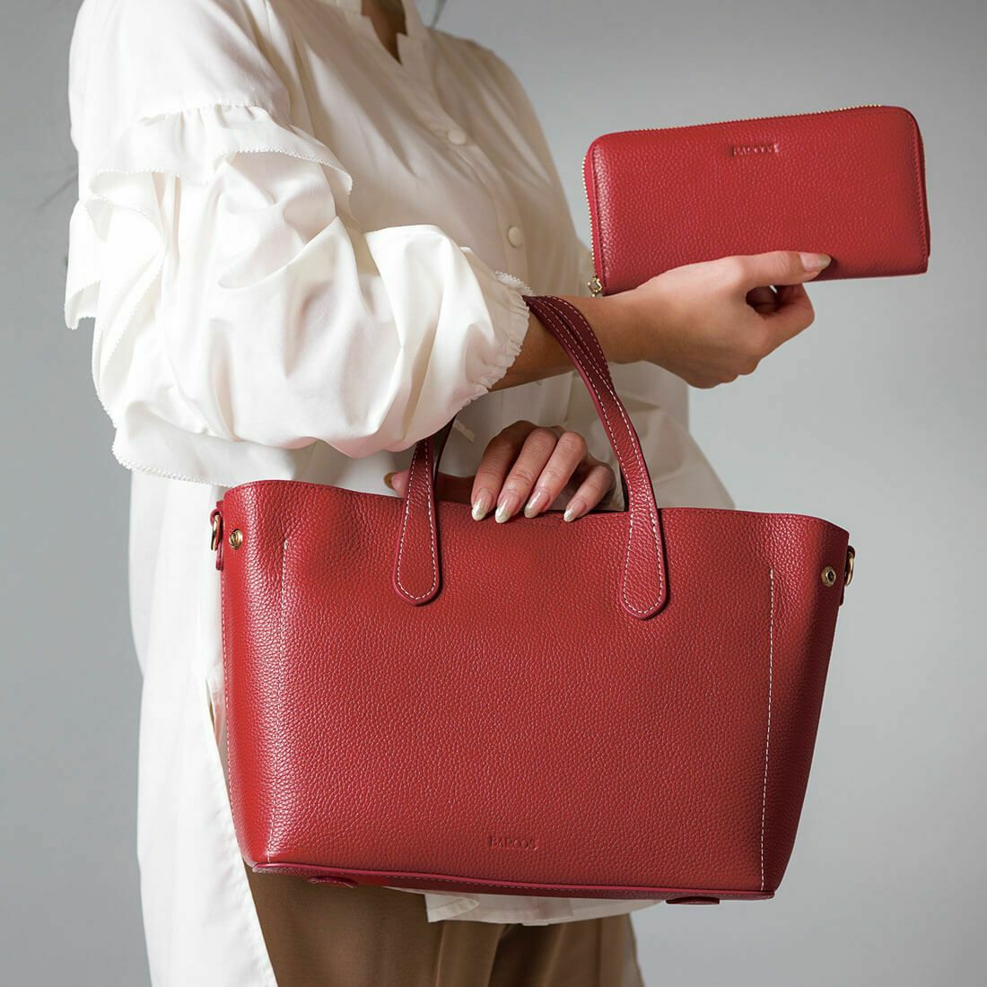 【セット商品】シュリンクレザーハンドバッグ＆財布＜ユニバーサルセット＞