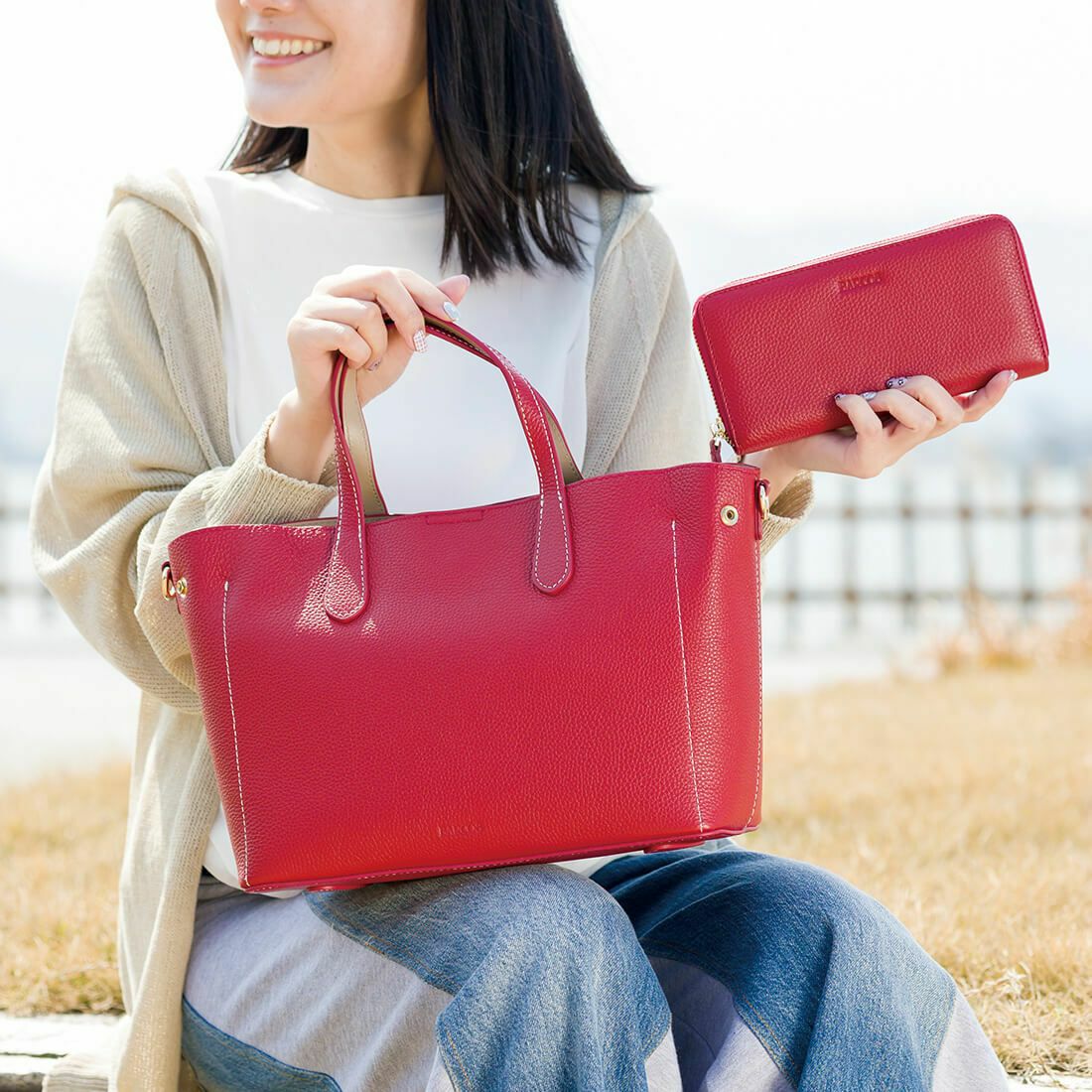 【セット商品】シュリンクレザーハンドバッグ＆財布＜ユニバーサルセット＞