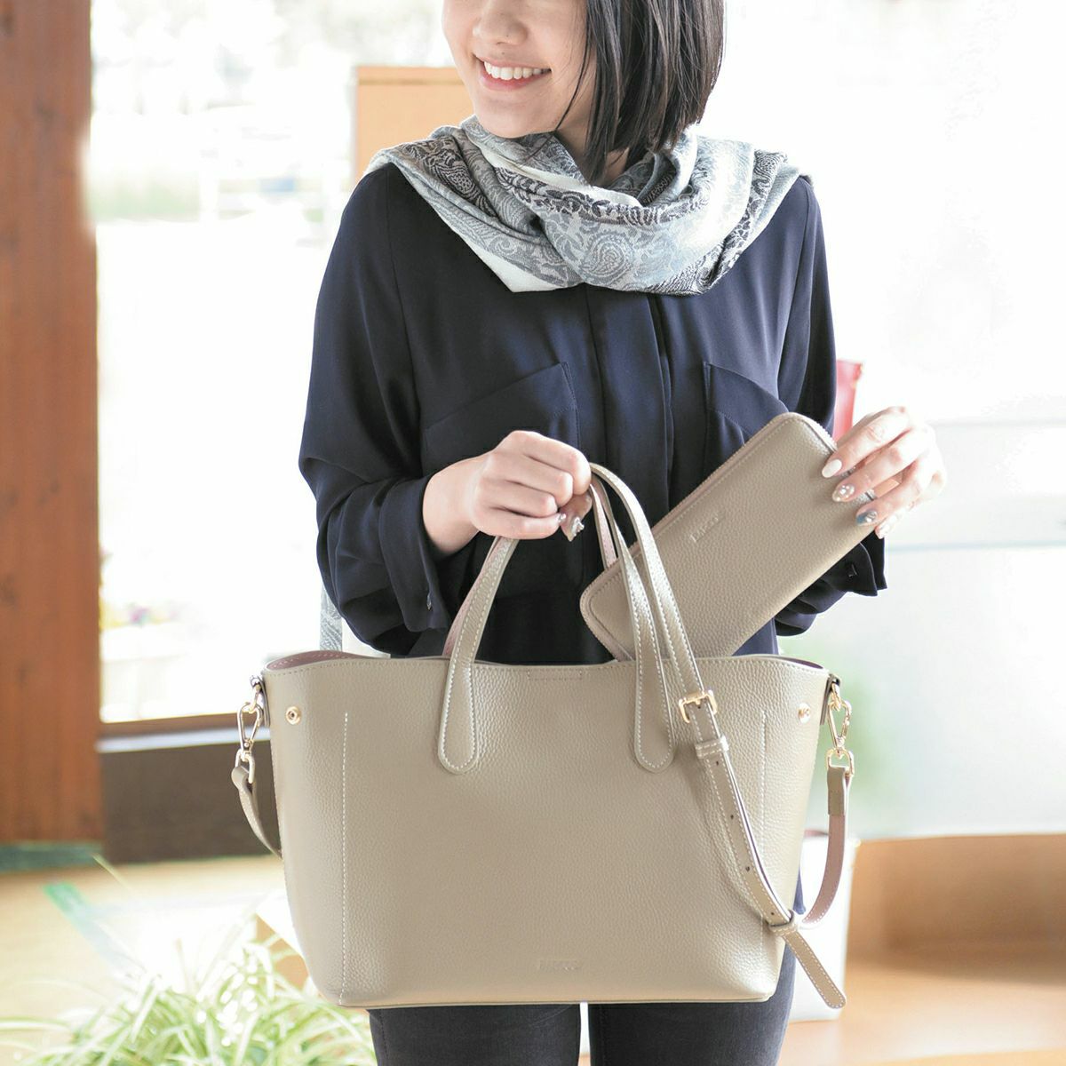 【セット商品】シュリンクレザーハンドバッグ＆財布＜ユニバーサルセット＞