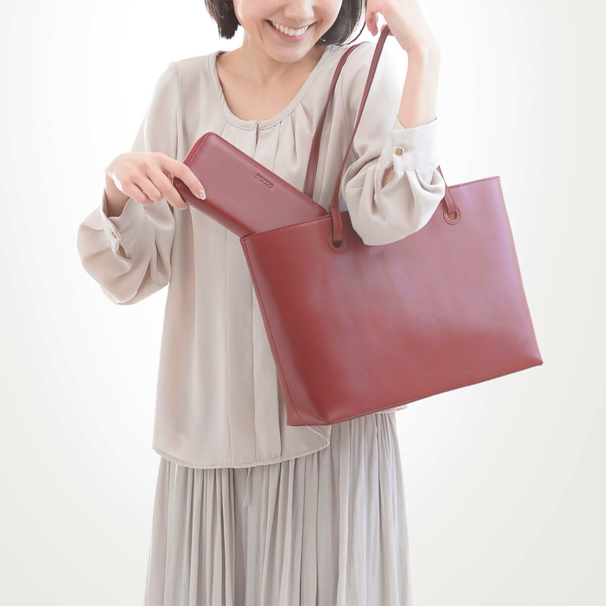 【セット商品】スムースレザートートバッグ＆財布＜ノーブルセット＞