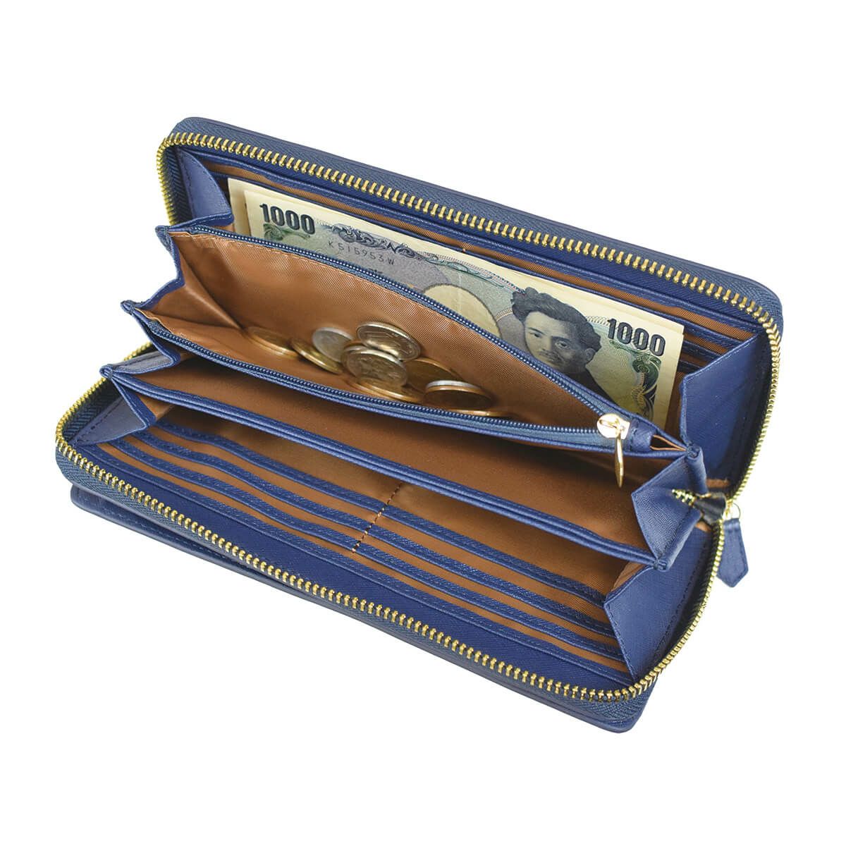 サフィアノ調レザー2way多機能財布