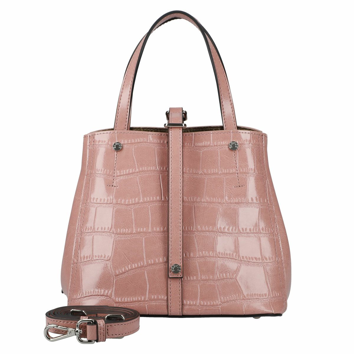 クロコダイル型押シャイニングレザーハンドバッグ | バルコス公式  