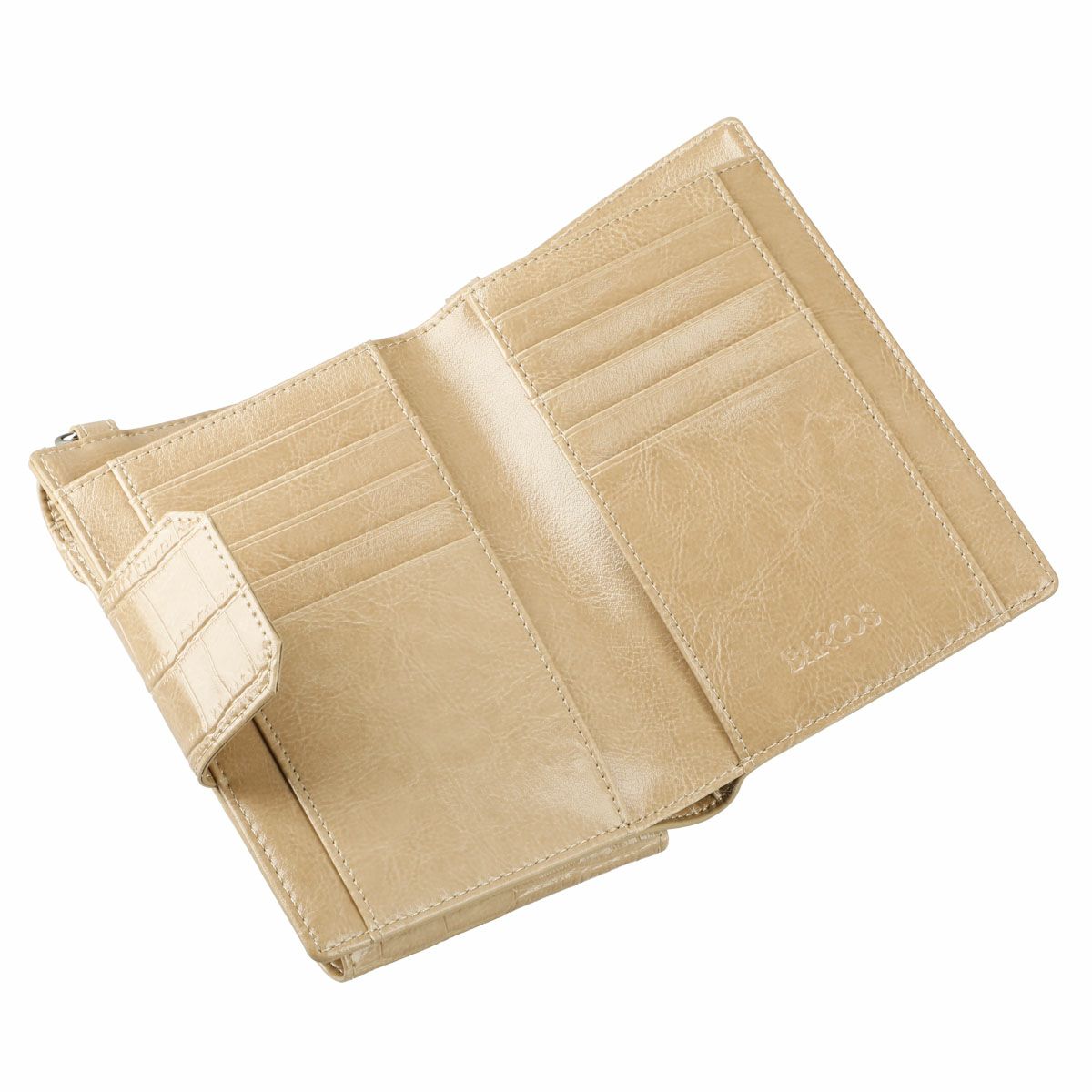 クロコダイル型押シャイニングレザースマホポシェット