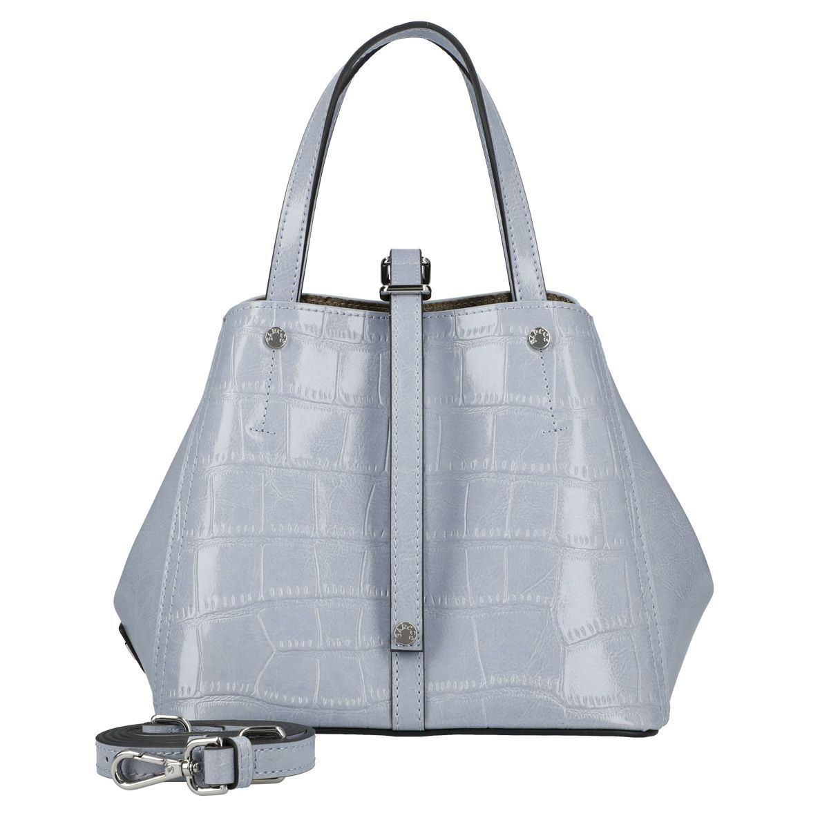 【セット商品】クロコダイル型押シャイニングミニレザーハンドバッグ＆ロングウォレット