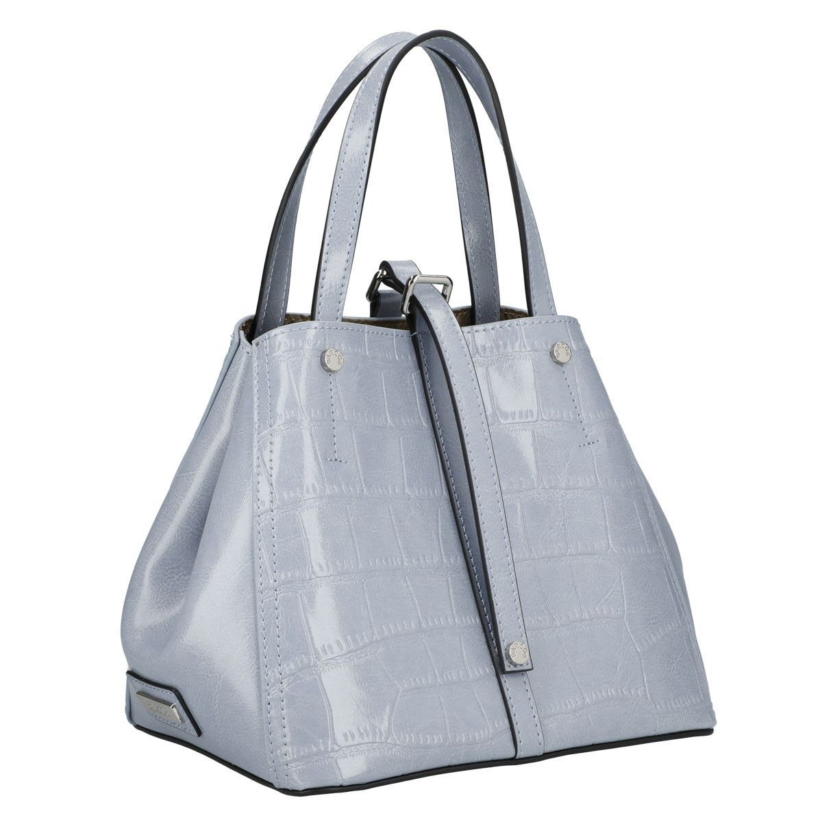 【セット商品】クロコダイル型押シャイニングミニレザーハンドバッグ＆ロングウォレット