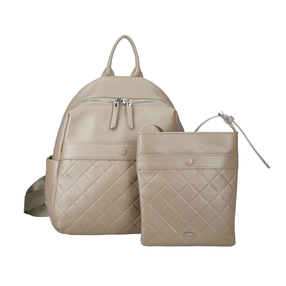 【セット商品】ダイヤモンドエンボスレザーリュック＆ポシェットセット＜ロンバス＞