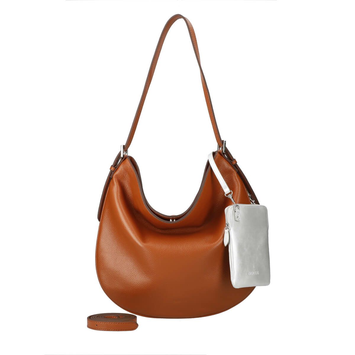 レザーショルダーバッグ＜シュリンクレザーリコ＞＆スマホポーチセット