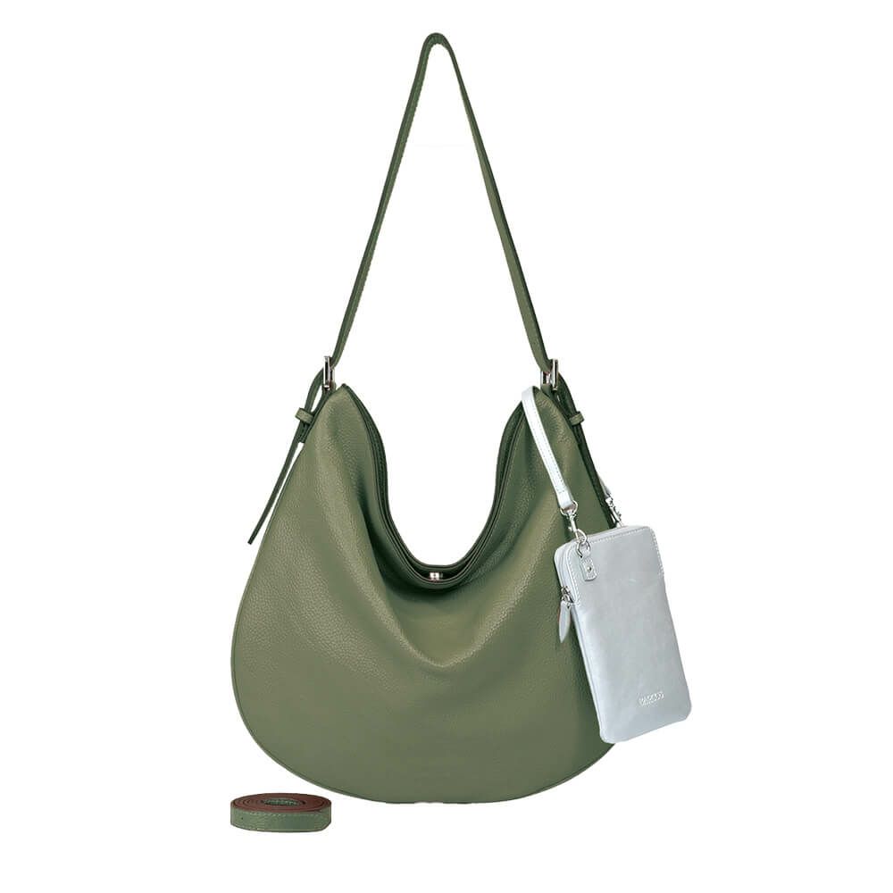 レザーショルダーバッグ＜シュリンクレザーリコ＞＆スマホポーチセット