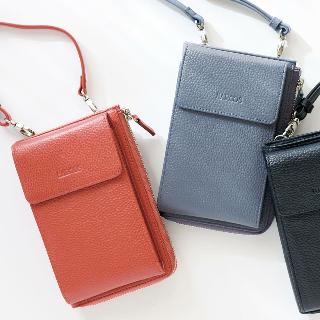 L字型シュリンクレザースマホポシェット＜アミーゴ＞