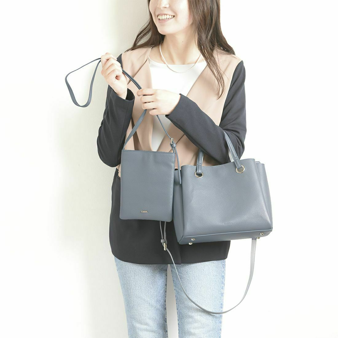 【セット商品】シュリンクレザーハンドバッグ＆ポシェット＜クラシカルセット＞