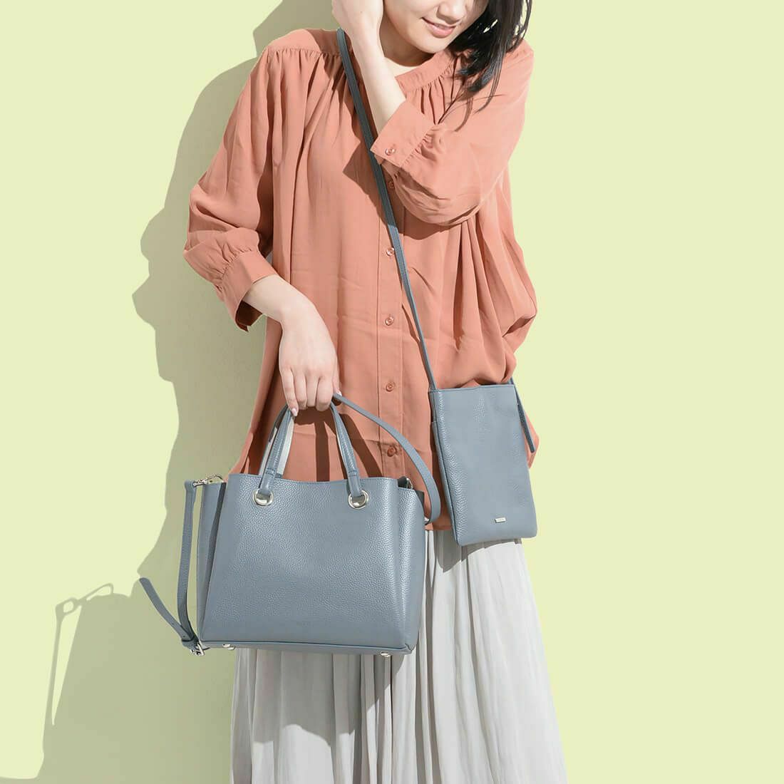 【セット商品】シュリンクレザーハンドバッグ＆ポシェット＜クラシカルセット＞